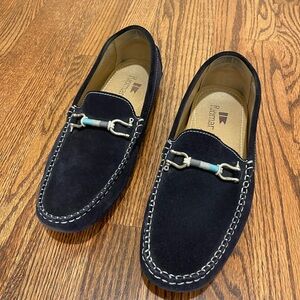 Black Slip-On Loafers with Silver Horsebit Detail